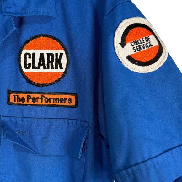 Vintage ToppMaster 60's  Blue Mechanic Coveralls With Clark Patch Medium - Picture 3 of 8
